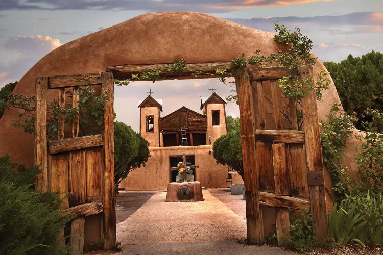 Church And Gate, El Santuario De Chimayo, New Mexico