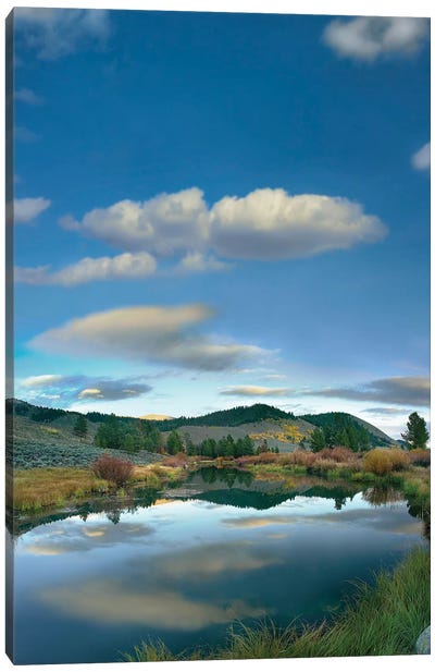 Clouds Reflected In River, Salmon River Valley, Idaho Canvas Art Print - Idaho