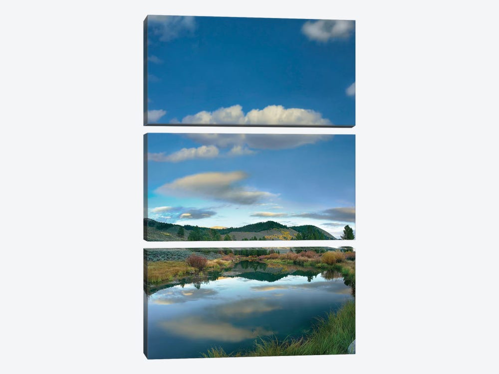Clouds Reflected In River, Salmon River Valley, Idaho 3-piece Canvas Artwork