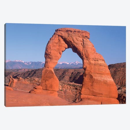 Delicate Arch And La Sal Mountains, Arches National Park, Utah I Canvas Print #TFI297} by Tim Fitzharris Canvas Artwork