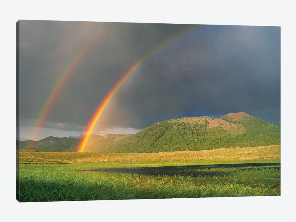 Double Rainbow Over Boulder Mountains After A Storm, Idaho 1-piece Canvas Art Print