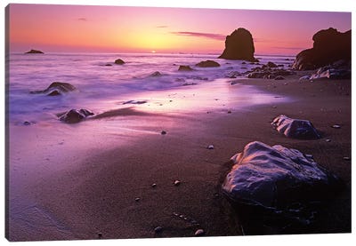 Enderts Beach At Sunset, Redwood National Park, California Canvas Art Print - Sunsets & The Sea