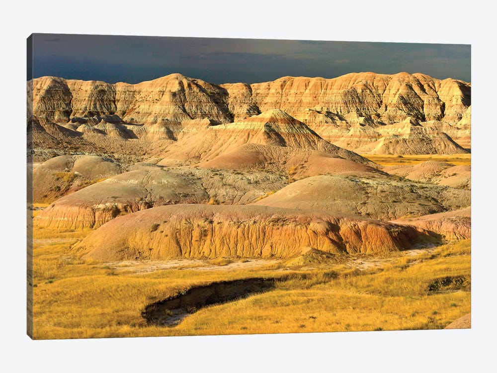 Eroded Buttes Showing Layers Of Sedimentary Rock, Badlands National Park, South Dakota 1-piece Art Print