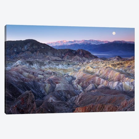 Full Moon Rising Over Zabriskie Point, Death Valley National Park, California Canvas Print #TFI386} by Tim Fitzharris Canvas Wall Art