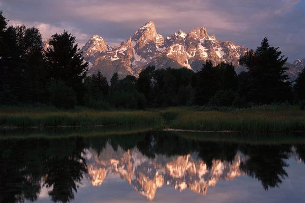 Grand Teton Range III Cloudy Sky At Schwabacher Landing, Grand Teton National Park, Wyoming