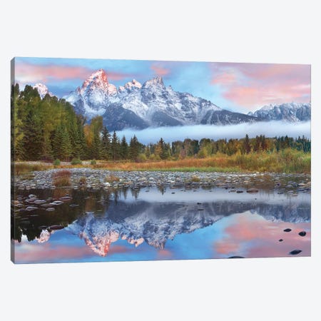 Grand Tetons Reflected In Lake, Grand Teton National Park, Wyoming I Canvas Print #TFI406} by Tim Fitzharris Canvas Art Print