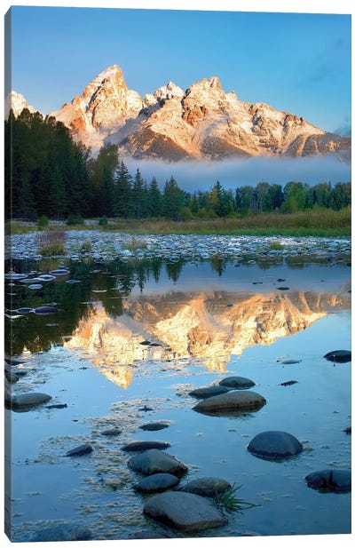 Grand Tetons Reflected In Lake, Grand Teton National Park, Wyoming II Canvas Art Print - Rocky Mountain Art
