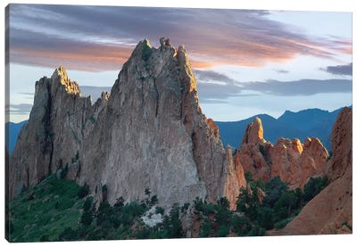Gray Rock And South Gateway Rock, Conglomerate Sandstone Formations, Garden Of The Gods, Colorado Springs, Colorado III Canvas Art Print - Tim Fitzharris