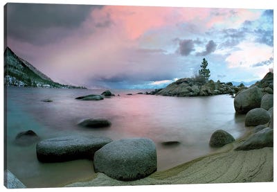 Hidden Beach At Sunset, Lake Tahoe, Nevada Canvas Art Print - Lake Tahoe Art