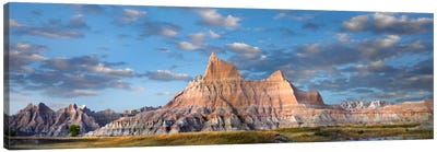 Landscape Showing Erosional Features In Sandstone, Badlands National Park, South Dakota Canvas Art Print - Badlands National Park