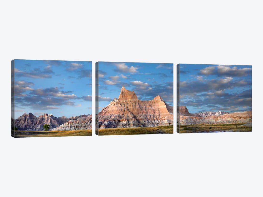 Landscape Showing Erosional Features In Sandstone, Badlands National Park, South Dakota by Tim Fitzharris 3-piece Canvas Art Print