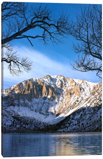 Laurel Mountain Reflected In Convict Lake, Eastern Sierra Nevada, California II Canvas Art Print - Snowy Mountain Art