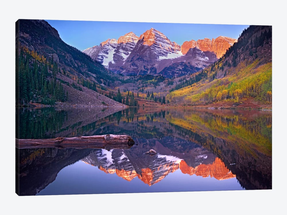 Maroon Bells Reflected In Maroon Bells Lake, Snowmass Wilderness, White River National Forest, Colorado by Tim Fitzharris 1-piece Canvas Print