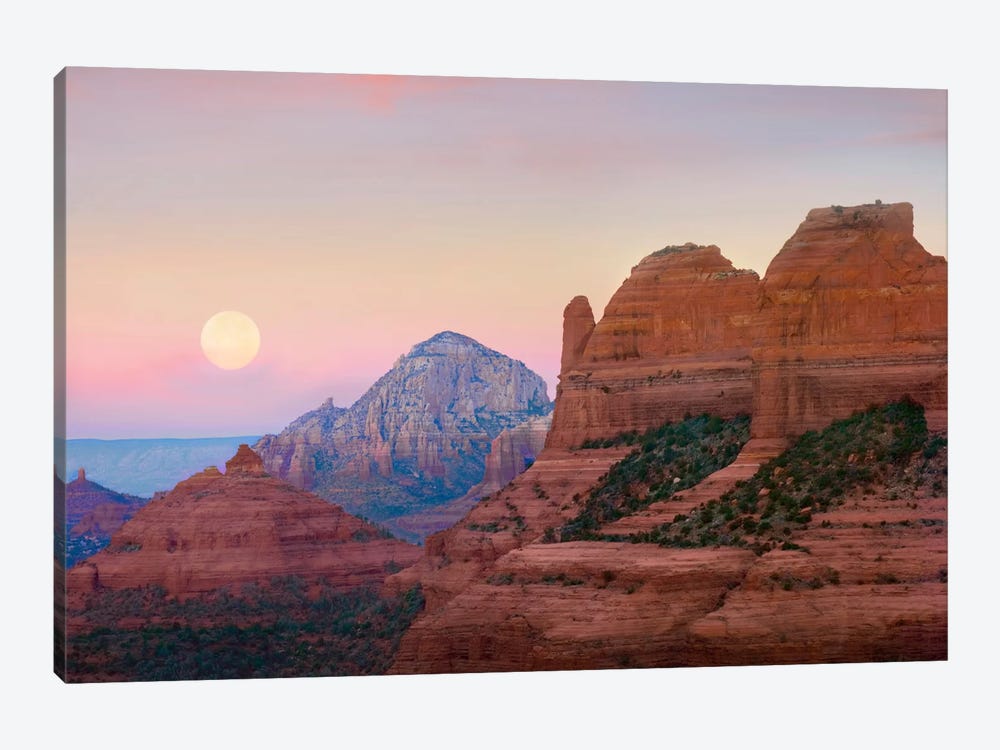 Moon Setting As Seen From Shelby Hill, Sedona, Arizona by Tim Fitzharris 1-piece Canvas Art