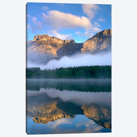 Morning Light On Mt Kidd As Seen From Wedge Pond, Alberta, Canada Canvas Print #TFI621} by Tim Fitzharris Canvas Art