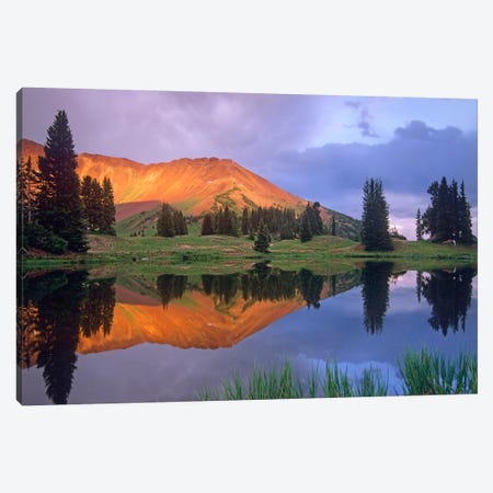 Mount Baldy At Sunset Reflected In Lake Along Paradise Divide, Colorado I Canvas Print #TFI627} by Tim Fitzharris Canvas Art Print