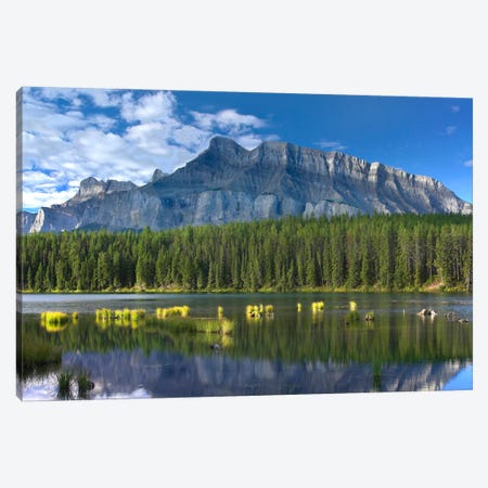 Mount Rundle And Boreal Forest Reflected In Johnson Lake, Banff National Park, Alberta, Canada II Canvas Print #TFI642} by Tim Fitzharris Canvas Artwork