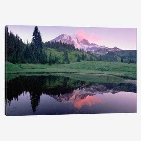 Mt Rainier Reflected In Lake, Mt Rainier National Park, Washington I Canvas Print #TFI666} by Tim Fitzharris Art Print