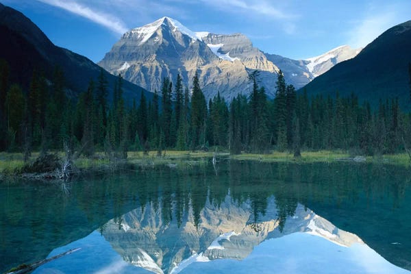 British Columbia: Mt Robson, Highest Peak In The Canadian Rocky Mountains, Reflected In Lake, British Columbia, Canada by Tim Fitzharris