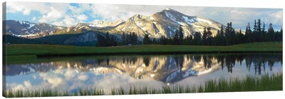Panorama Of Mammoth Peak And Kuna Crest Reflected In Seasonal Pool,Upper Dana Meadow, Yosemite National Park, California Canvas Art Print