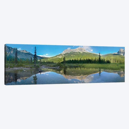 Panoramic View Of Mt Burgess Reflected In Emerald Lake, Yoho National Park, British Columbia, Canada Canvas Print #TFI774} by Tim Fitzharris Canvas Art Print