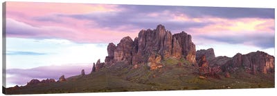Panoramic View Of The Superstition Mountains At Sunset, Arizona Canvas Art Print - Tim Fitzharris