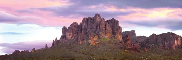 Minden Pictures: Panoramic View Of The Superstition Mountains At Sunset, Arizona by Tim Fitzharris