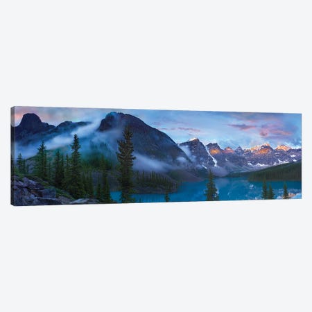 Panoramic View Of Wenkchemna Peaks And Moraine Lake, Valley Of Ten Peaks, Banff National Park, Alberta, Canada Canvas Print #TFI777} by Tim Fitzharris Canvas Print