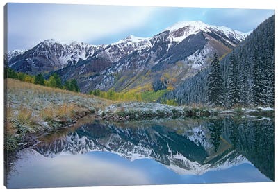 Pond And Mountains, Maroon Bells-Snowmass Wilderness Area, Colorado Canvas Art Print - Outdoor Adventure Travel