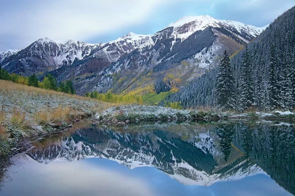 Colorado: Pond And Mountains, Maroon Bells-Snowmass Wilderness Area, Colorado by Tim Fitzharris