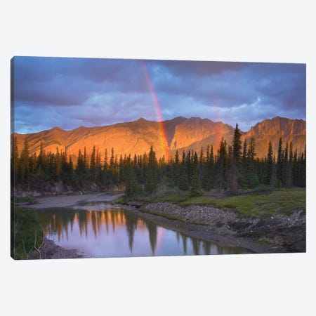 Rainbow Over Fairholme Range And Exshaw Creek, Alberta, Canada Canvas Print #TFI858} by Tim Fitzharris Art Print