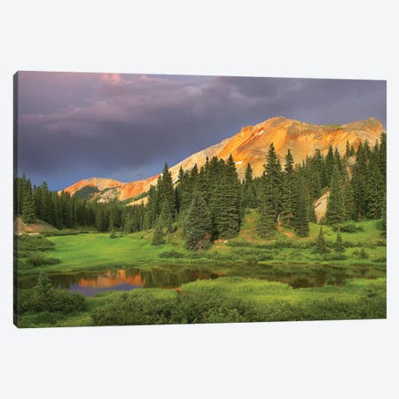 Red Mountain And Pond, Near Ouray, Colorado Canvas Print #TFI866} by Tim Fitzharris Art Print