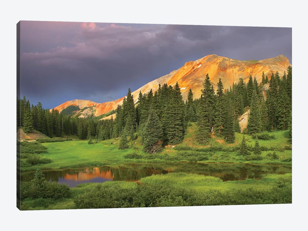 Red Mountain And Pond, Near Ouray, Colorado by Tim Fitzharris 1-piece Canvas Print