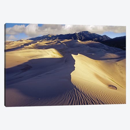 Rippled Sand Dunes With Sangre De Cristo Mountains In The Background, Great Sand Dunes National Park And Preserve, Colorado Canvas Print #TFI887} by Tim Fitzharris Canvas Print