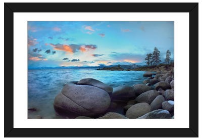 Rocky Shoreline Along Hidden Beach, Lake Tahoe, Nevada Paper Art Print - Beach Art