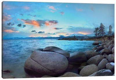Rocky Shoreline Along Hidden Beach, Lake Tahoe, Nevada Canvas Art Print - Nevada Art