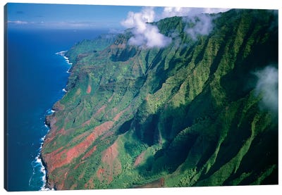 Rugged Cliffs Along Na Pali Coast State Park, Kauai, Hawaii Canvas Art Print - Volcano Art