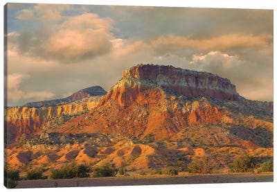 Sandstone Butte Showing Sedimentary Rock Layers, New Mexico Canvas Art Print - New Mexico