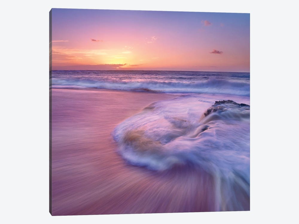 Sandy Beach At Sunset, Oahu, Hawaii by Tim Fitzharris 1-piece Canvas Print