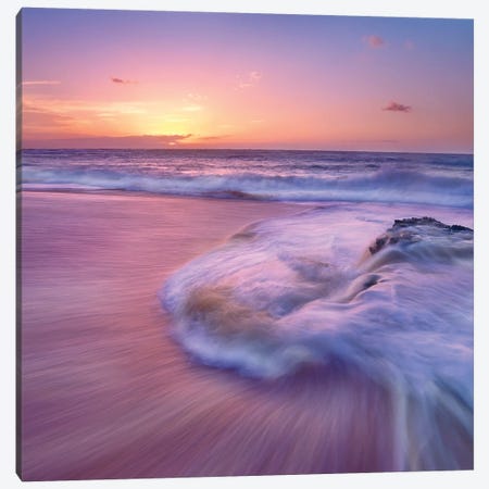 Sandy Beach At Sunset, Oahu, Hawaii Canvas Print #TFI969} by Tim Fitzharris Canvas Art Print