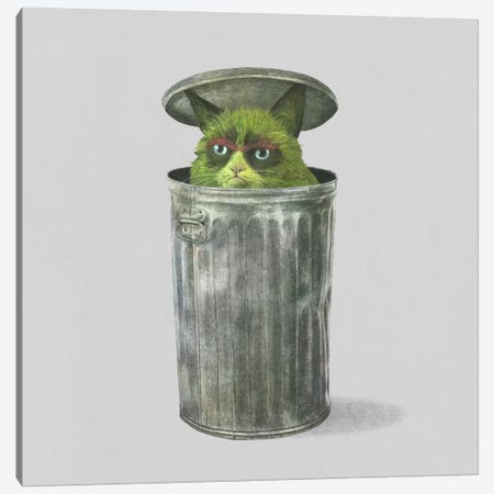 Grouchy Cat Square Canvas Print #TFN105} by Terry Fan Art Print
