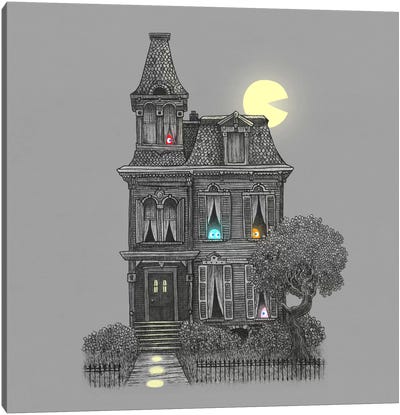 Haunted By The 80's Square Canvas Art Print - Children's Illustrations 