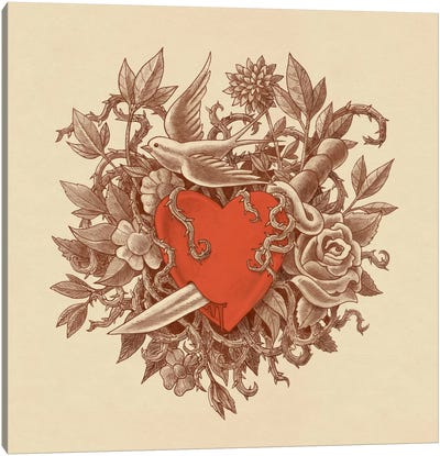 Heart Of Thorns Canvas Art Print - Terry Fan