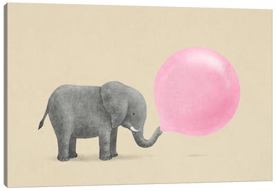 Jumbo Bubble Gum Canvas Art Print - Elephant Art