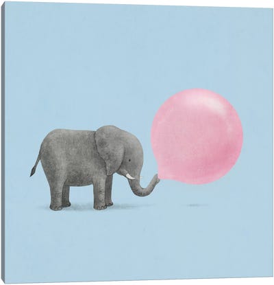 Jumbo Bubble Gum Blue Square Canvas Art Print - Rose Quartz & Serenity