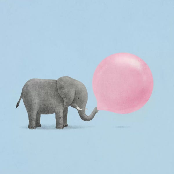 Children's Illustrations: Jumbo Bubble Gum Blue Square by Terry Fan