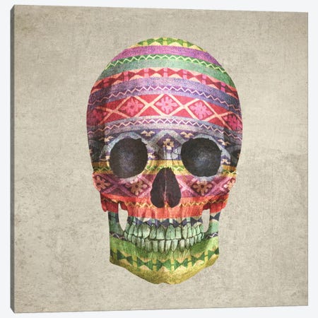 Navajo Skull Square Canvas Print #TFN138} by Terry Fan Canvas Print