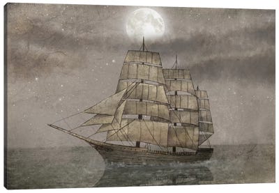 Night Journey Canvas Art Print - Boat Art