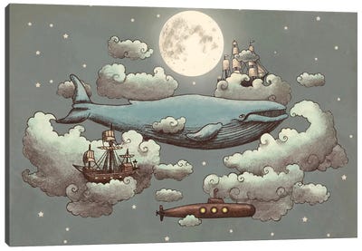 Ocean Meets Sky #1 Canvas Art Print - Children's Illustrations 