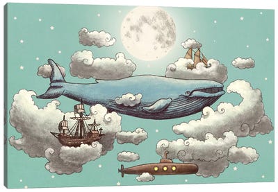 Ocean Meets Sky #2 Canvas Art Print - Children's Illustrations 